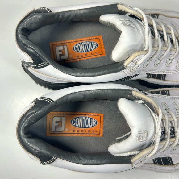 FootJoy FJ Contour Series White Leather Spikes Golf Shoe 54051; Men's Size 9.5 M - Picture 12 of 16